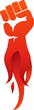 Shop On Fire fist and flaming forearm